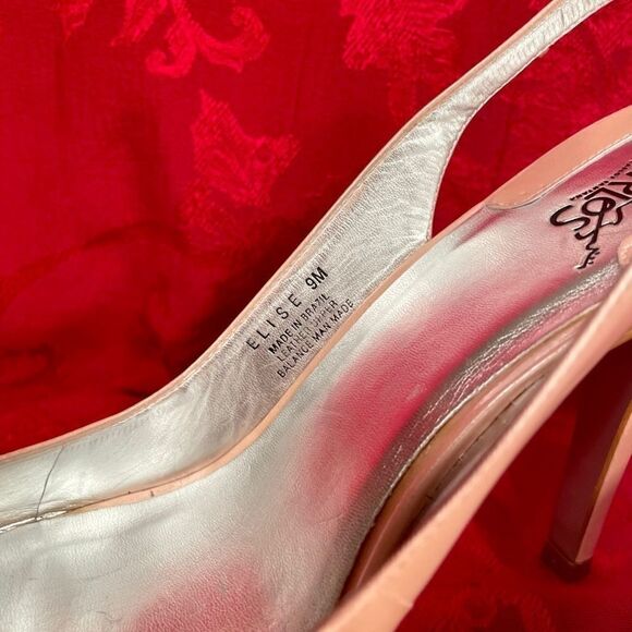 PINK LEATHER SHOES SLING BACK OPEN TOE PLATFORM 9 - Picture 3 of 7